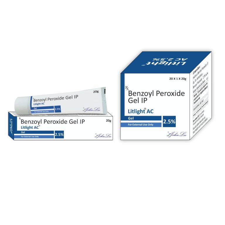 Litlight AC 2.5% (Benzoyl Peroxide IP 2.5% w/w) exporter and bulk supplier from India – Derma Range medicines